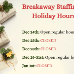 Holiday hours list Dec 24-Jan 1
