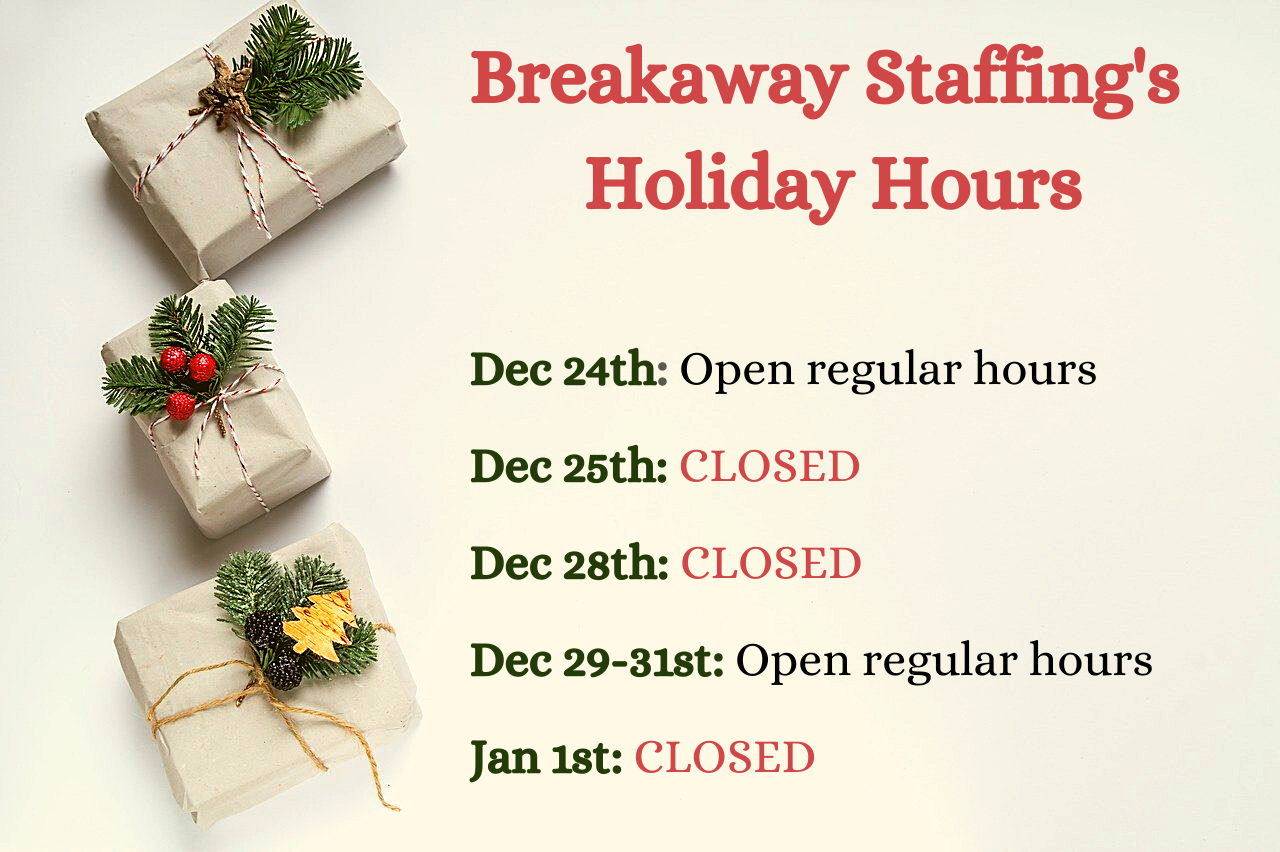 Holiday hours list Dec 24-Jan 1